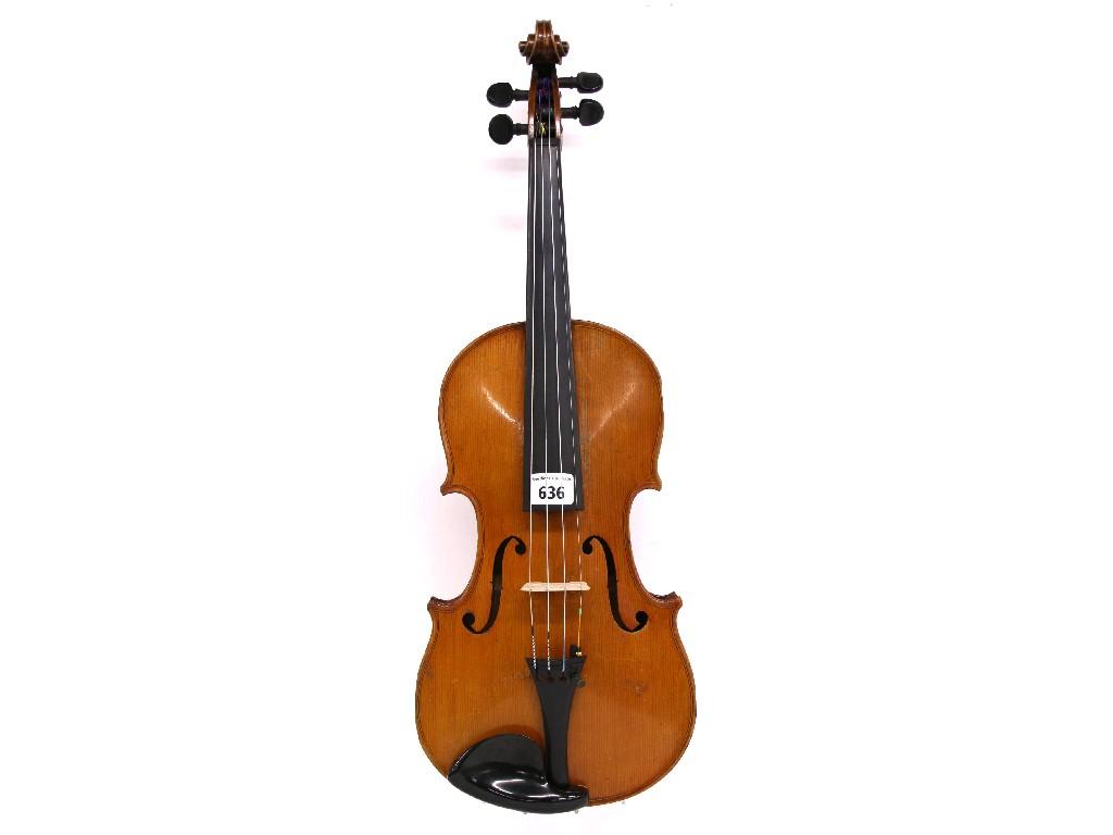 Appraisal: French Stradivari copy violin circa cm