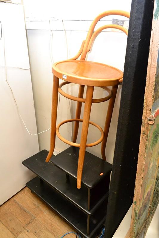 Appraisal: A PAIR OF THONET STYLE BAR STOOLS AND A SMALL