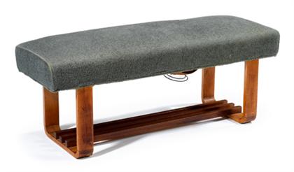 Appraisal: Moderne upholstered walnut and maple bench joseph aronson - new