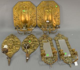 Appraisal: Three pairs of brass candle sconces to include to pairs