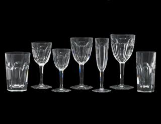 Appraisal: FIFTY-FIVE PIECE BACCARAT CRYSTAL STEMWARE SET French Acid stamped Comprising