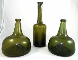 Appraisal: th c Wine bottles Wine- th c Dutch olive green