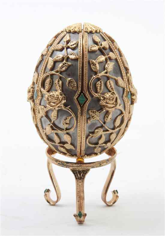 Appraisal: An Igor Faberge Sterling Silver Gilt Enameled and Malachite Mounted