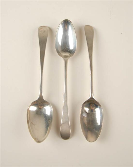 Appraisal: Three London George III Sterling Dessert Spoons two bearing date