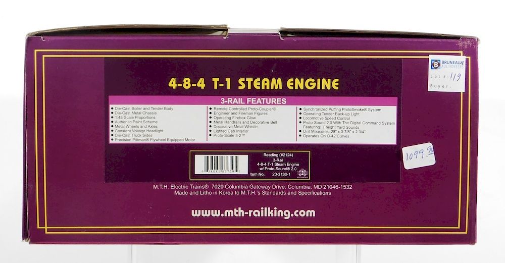 Appraisal: MTH Reading - - T- Steam Engine Train United States