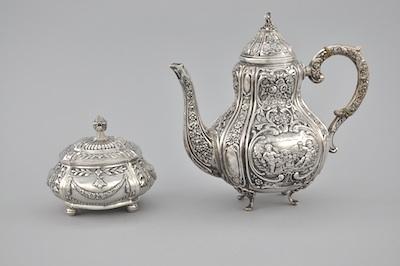 Appraisal: A Lot of German Silver with Gilt Wash Repousse Coffee