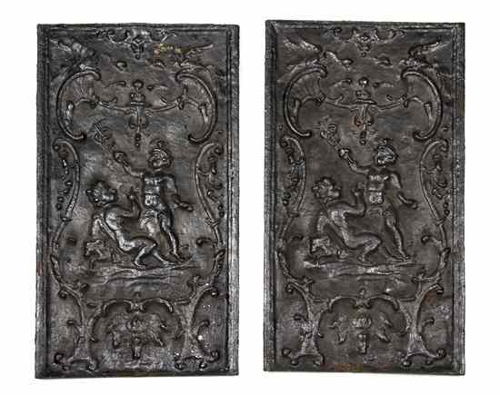 Appraisal: A Pair of Continental Cast Iron Relief Plaques each depicting