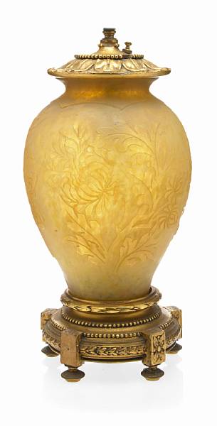 Appraisal: A Steuben acid cut back yellow Cintra glass lamp s