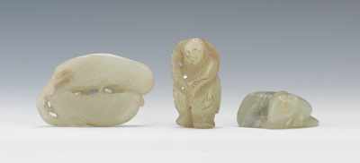 Appraisal: A Lot of Three Carved Jades Including Man Animal and