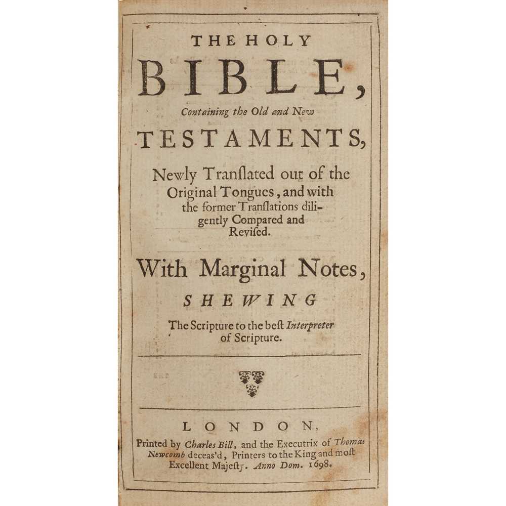 Appraisal: VOLUMES COMPRISING THE HOLY BIBLE London by Charles Bill and