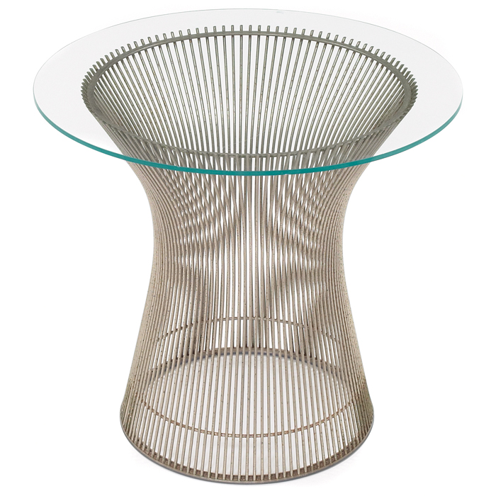 Appraisal: Warren Platner occasional table by Knoll nickel-plated wire base supports