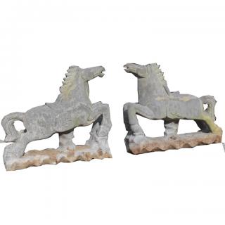 Appraisal: Antique Carved Wind Horses Antique Carved Wind Horses