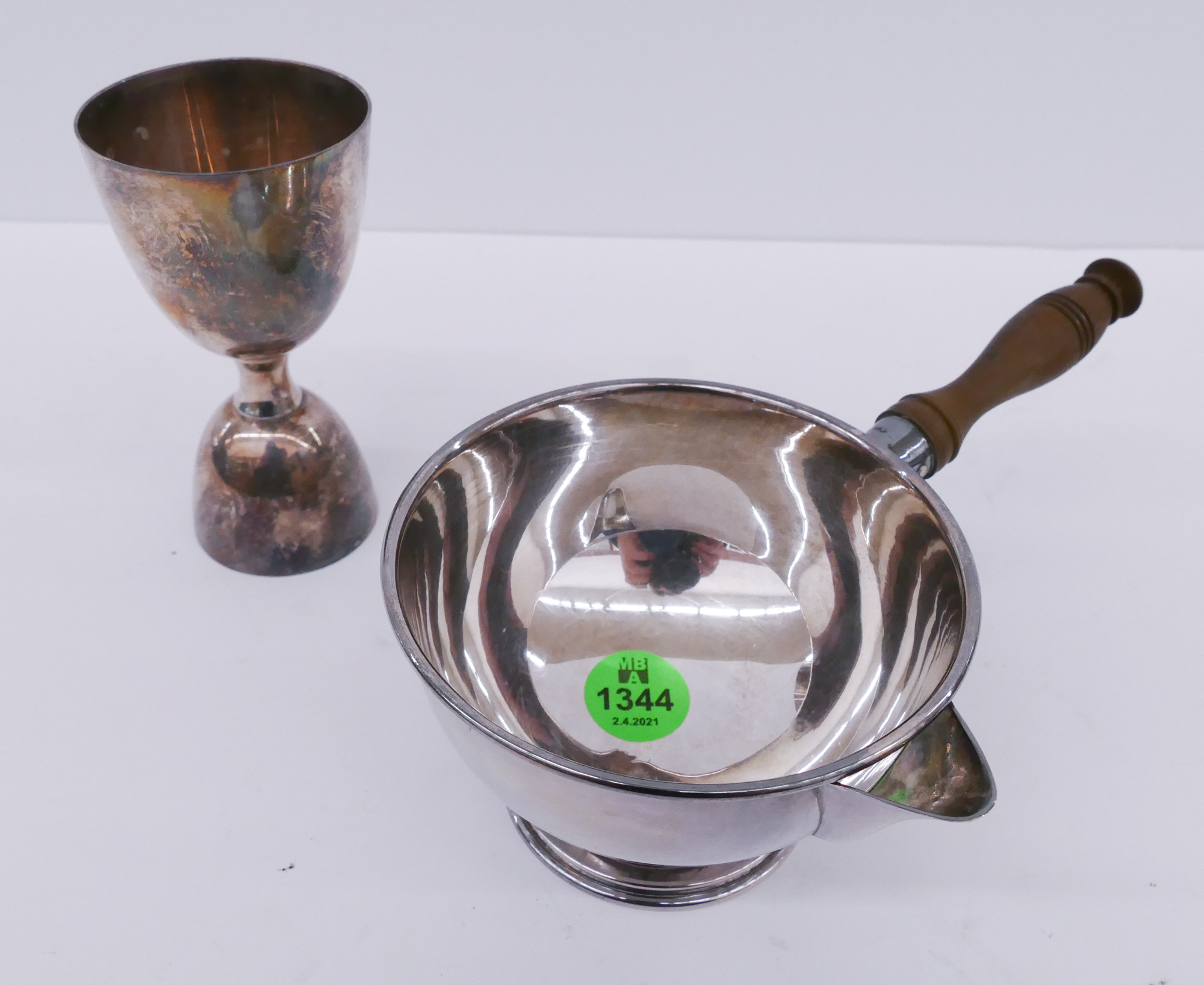 Appraisal: pc Japanese Silver Jigger Cup Saucer Boat- g