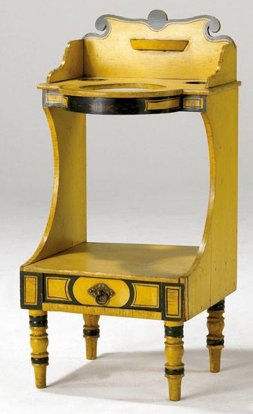 Appraisal: NEW ENGLAND WASHSTAND In yellow paint with black trim ca