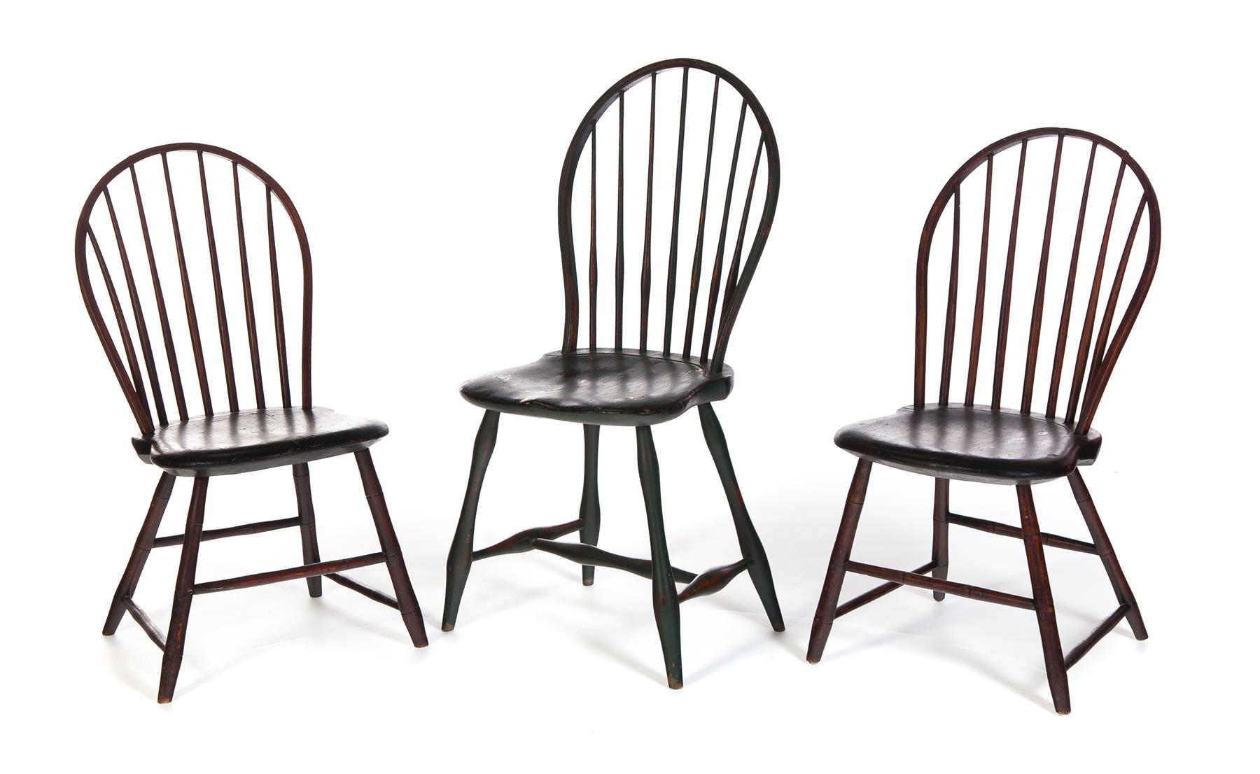 Appraisal: GROUP OF THREE AMERICAN HOOP BACK WINDSOR SIDE CHAIRS st