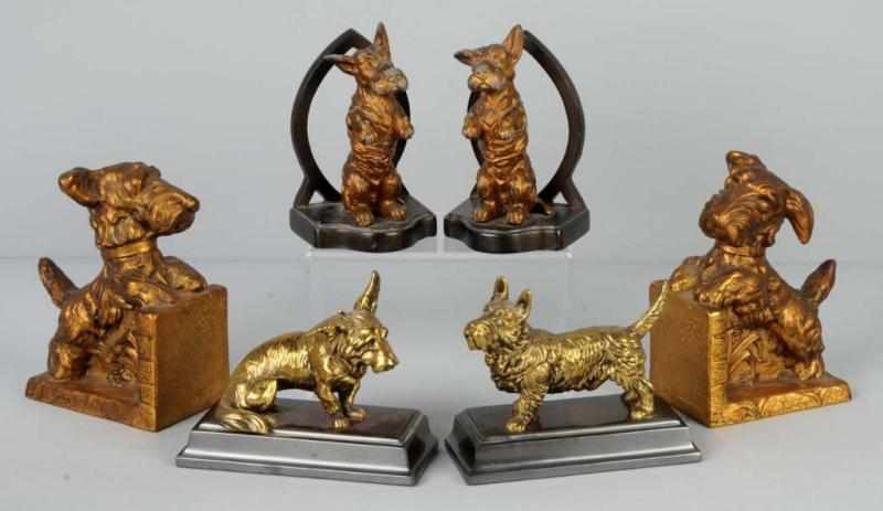 Appraisal: Lot of Pairs of Scottie Bookends Description Spelter Large Scotties