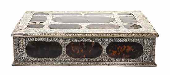 Appraisal: A Continental Ivory and Tortoise Shell Veneered Box having a