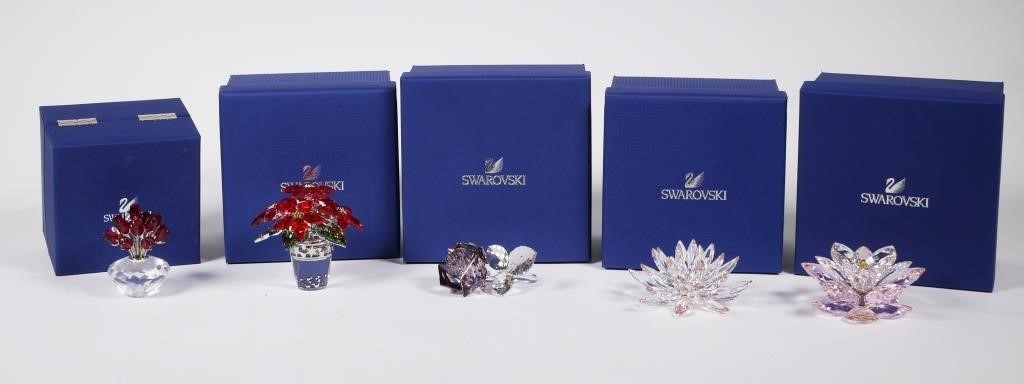 Appraisal: Group of Retired Swarovski flowers including Large Poinsettia Rosaline Waterlily