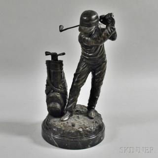 Appraisal: C Keliem Bronze Statue of a Golfer th century mounted