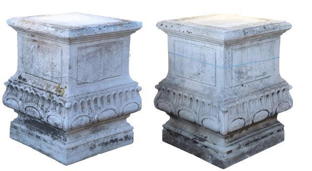 Appraisal: pair Large cast stone garden plinths thc each having squared