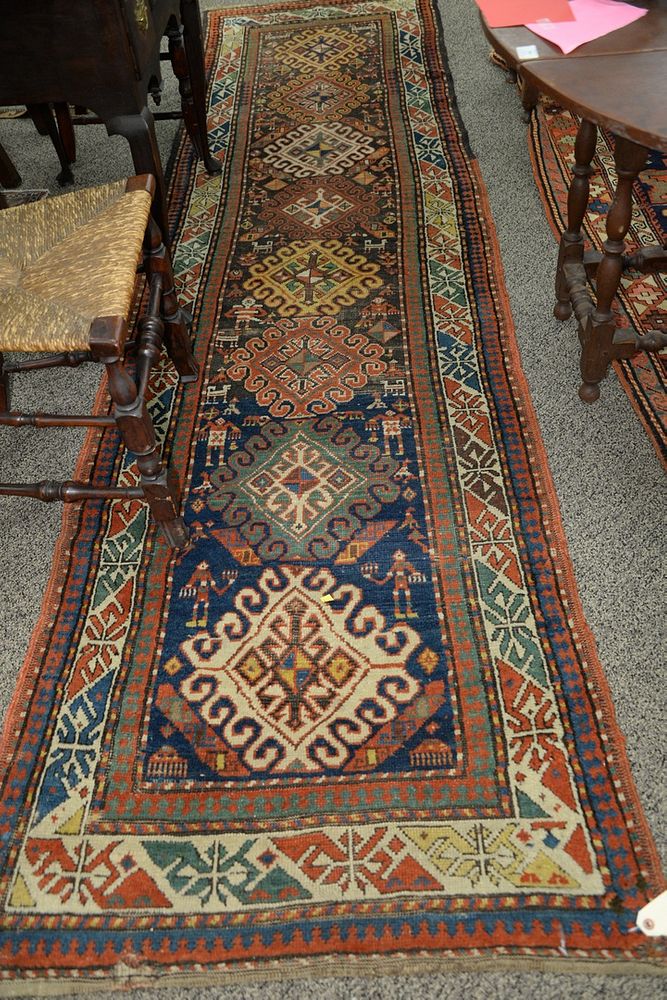 Appraisal: Caucasian Oriental Runner some wear ' x ' Caucasian Oriental