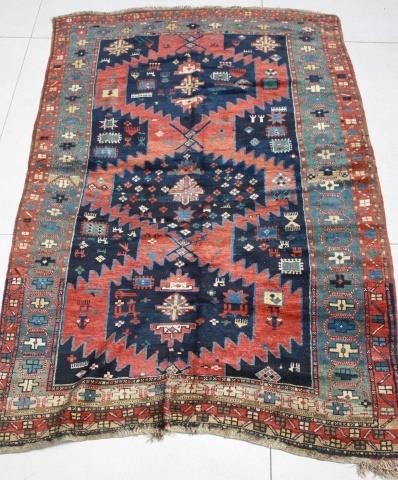 Appraisal: LATE TH CENTURY CAUCASIAN RUG SHIRVAN REGION BLUE FIELD CONTAINING