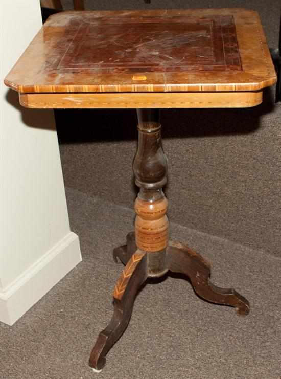 Appraisal: American vernacular inlaid walnut side table Estimate - All items