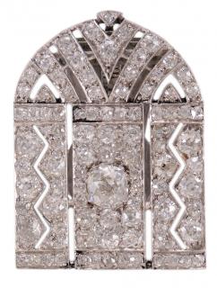 Appraisal: Platinum Diamond Clip vintage clip one center old European cut