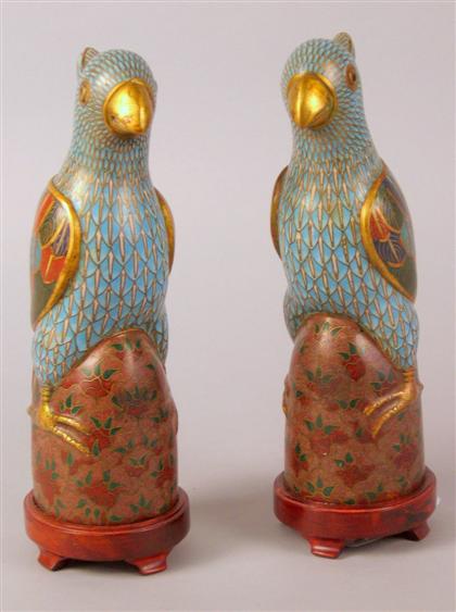 Appraisal: Pair of Chinese cloisonne models of parrots th century Single