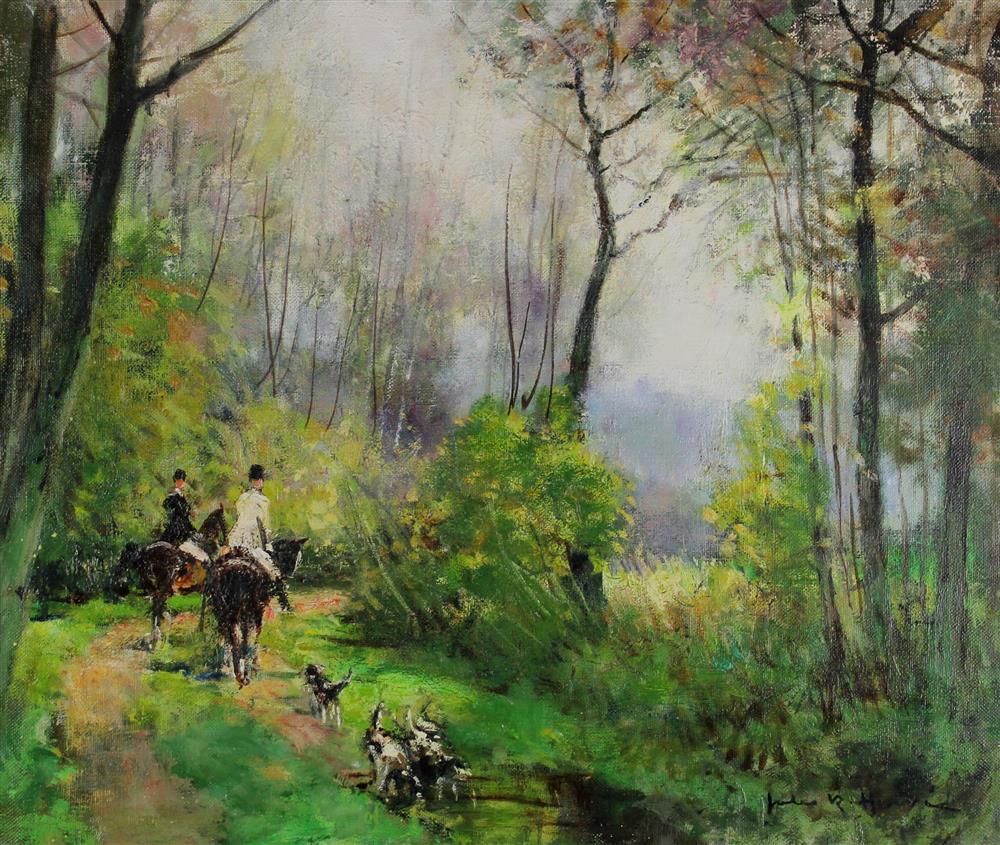 Appraisal: JULES RENE HERVE FRENCH - OUT HUNTING Oil on canvas