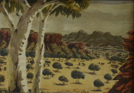 Appraisal: Oscar Namatjira - Landscape watercolour signed 'Oscar Namatjira' lower centre