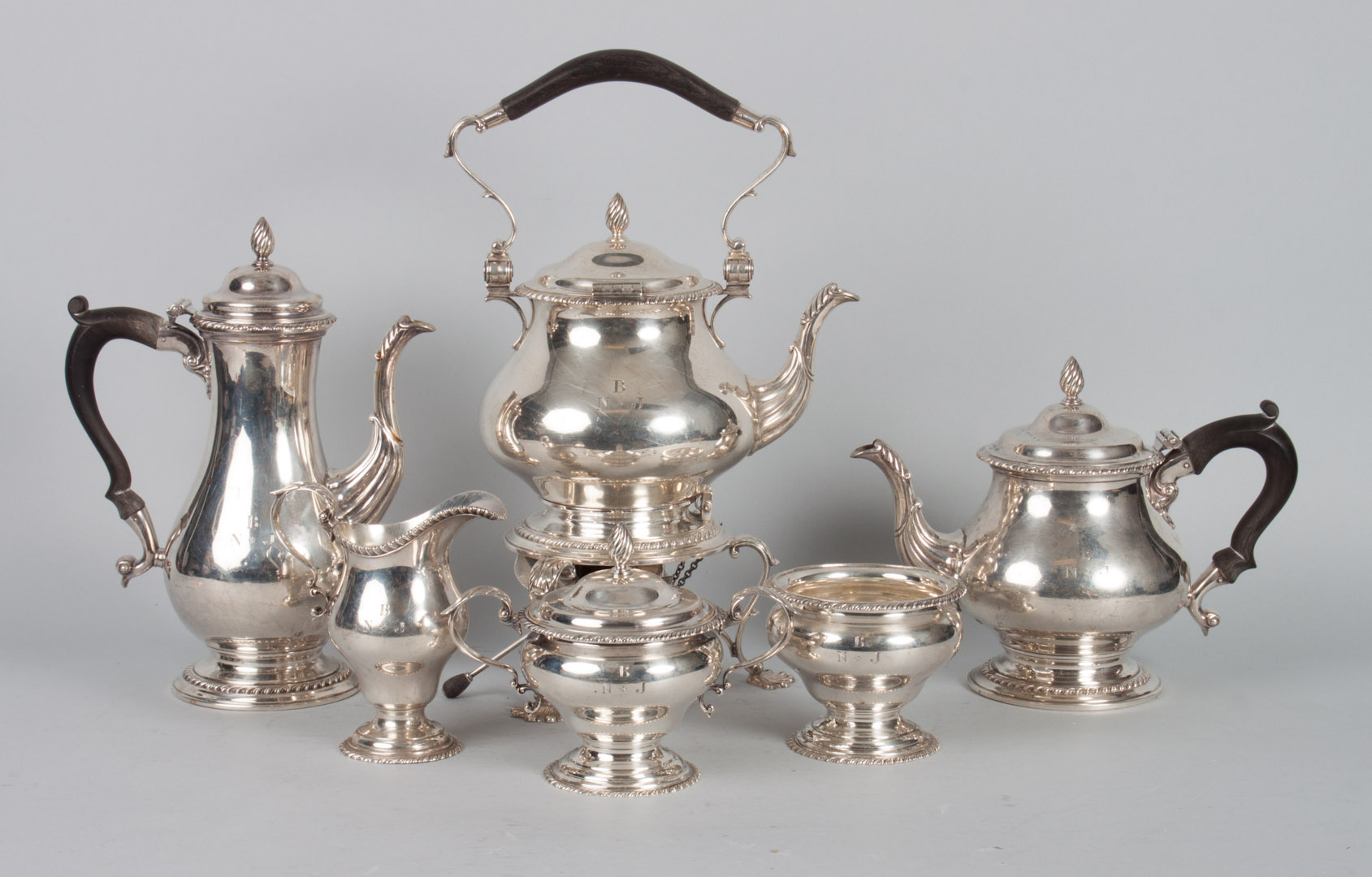 Appraisal: American sterling -piece coffee tea service probably Currier Roby New