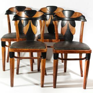 Appraisal: Vintage Art Deco Side Chairs Carved and black-painted with black