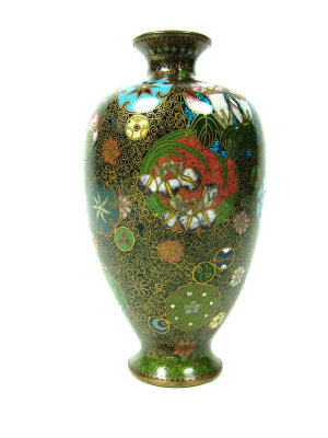 Appraisal: A Japanese cloisonne enamel oval shaped vase decorated with mon