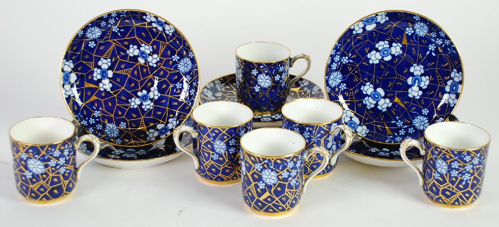 Appraisal: SET OF SIX VICTORIAN COPELAND PORCELAIN COFFEE CUPS AND SAUCERS