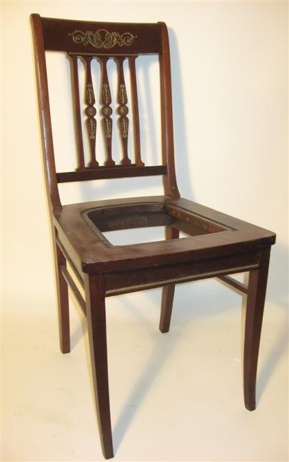 Appraisal: French bronze mounted mahogany side chair Descriptions provided in both