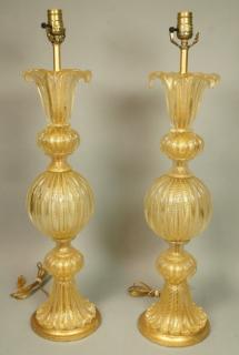 Appraisal: Pr BAROVIER Et TOSO Murano Art Glass Lamp Multip Pr