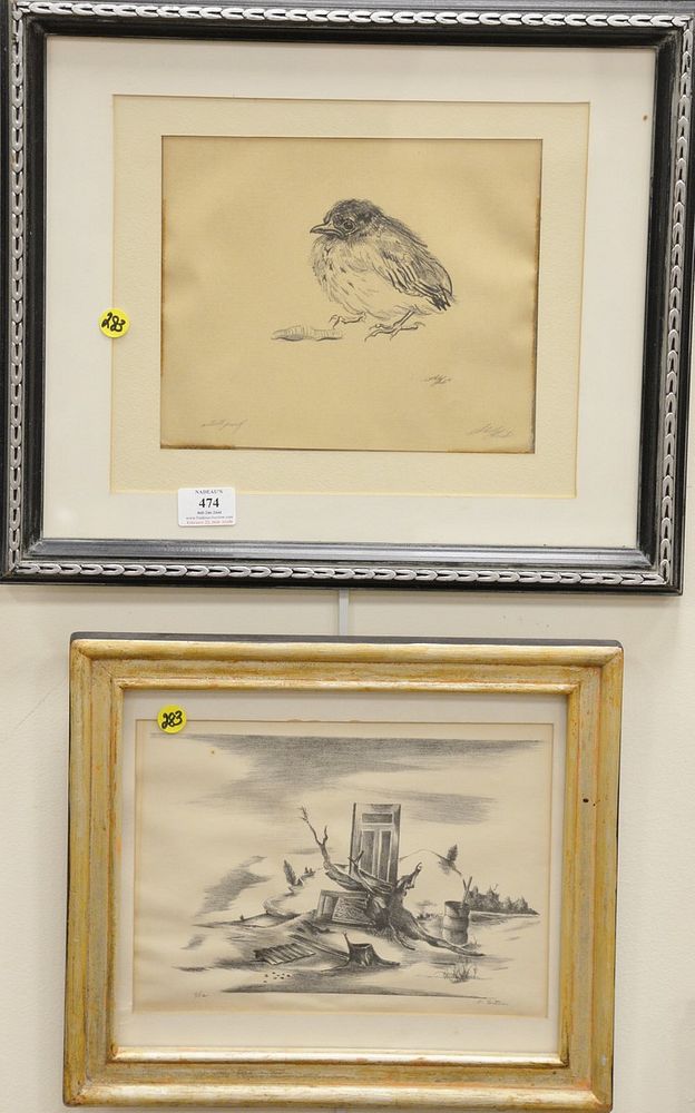 Appraisal: Three framed pieces Krieger lithographs Spring Idyll signed lower right