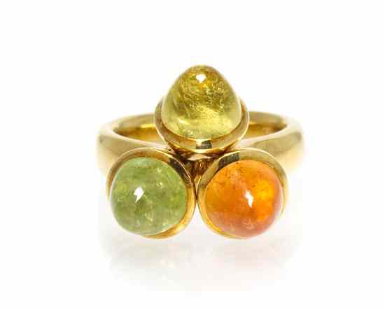 Appraisal: An Karat Yellow Gold and Multi Gem Mikado Sixties Ring