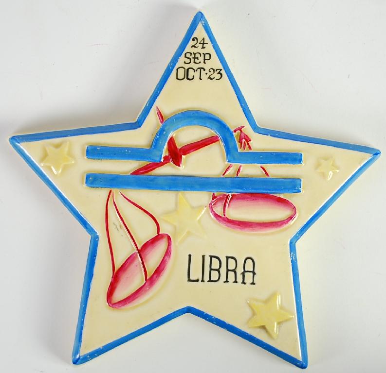 Appraisal: CLARICE CLIFF WILKINSON LTD 'LIBRA' ZODIAC POTTERY WALL PLAQUE star