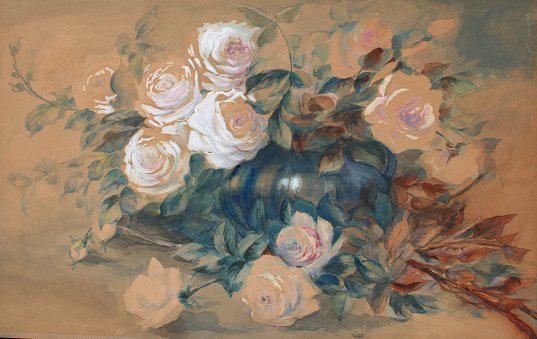 Appraisal: EARLY TH C QUALITY STILL LIFE PAINTING OF ROSES Watercolor