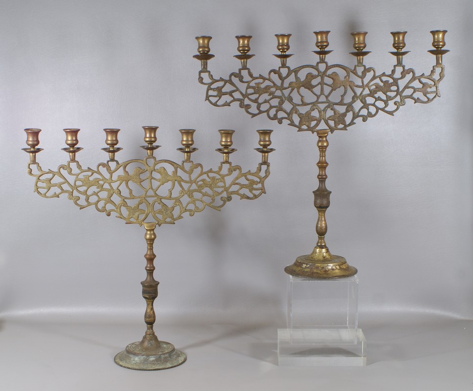 Appraisal: Pr Asian style Brass Seven Branch Candelabra w - h