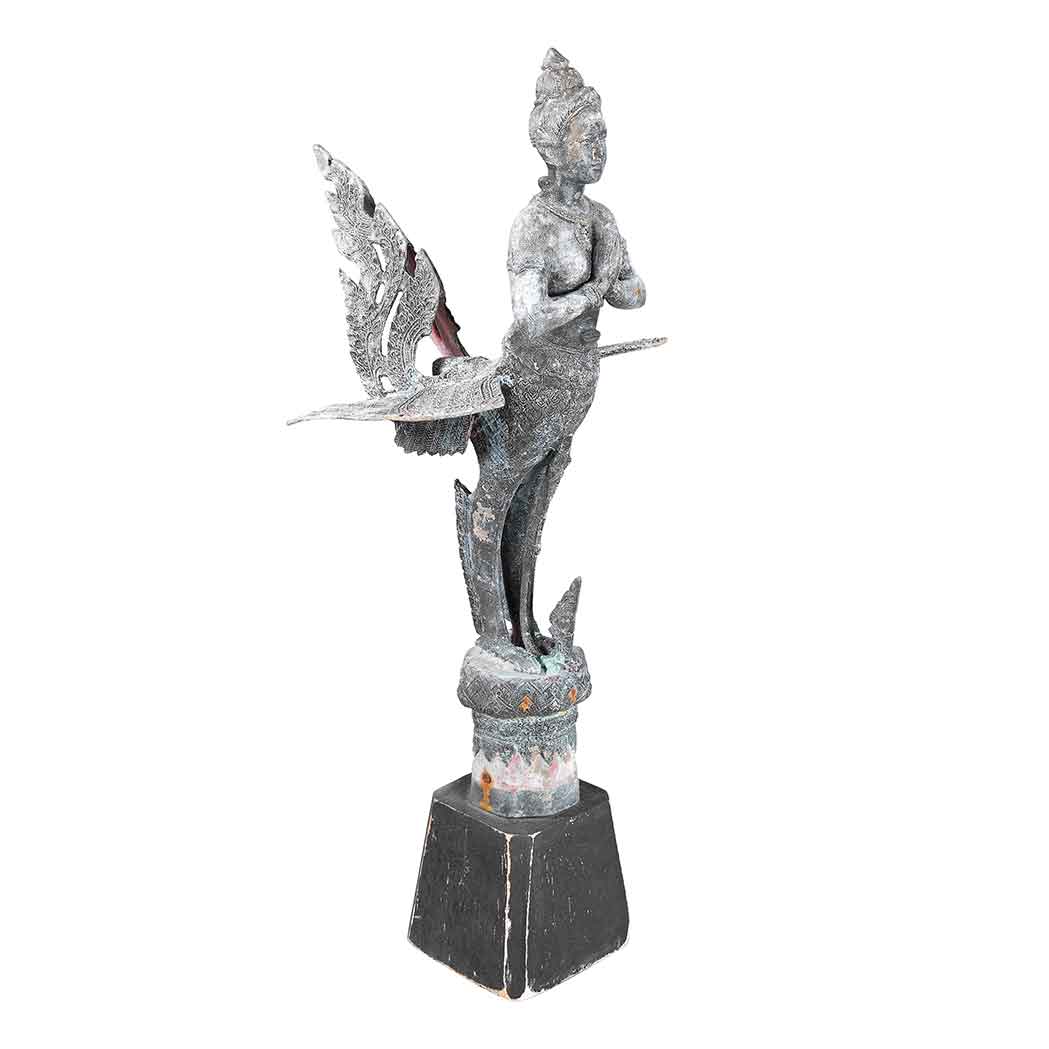 Appraisal: Southeast Asian Patinated-Metal Garden Statue of a Winged Deity Height