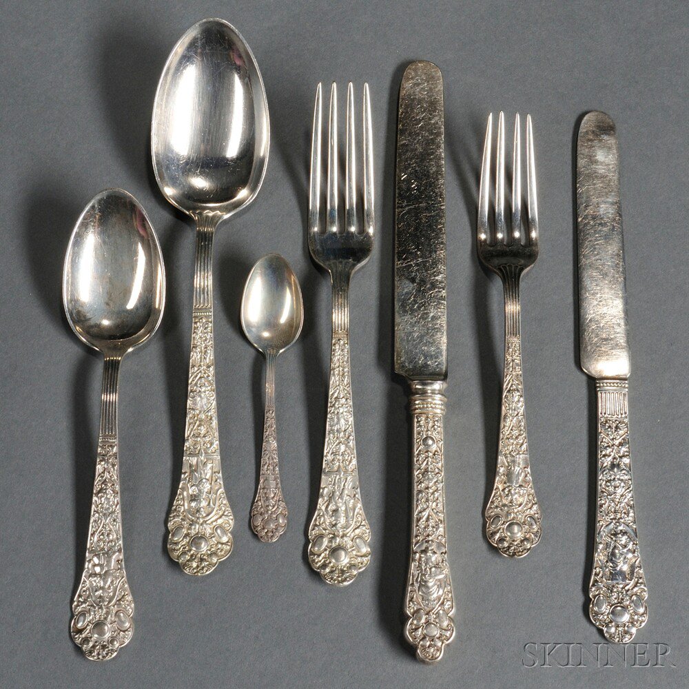 Appraisal: Gorham Old Medici Pattern Sterling Silver Flatware Service Providence late