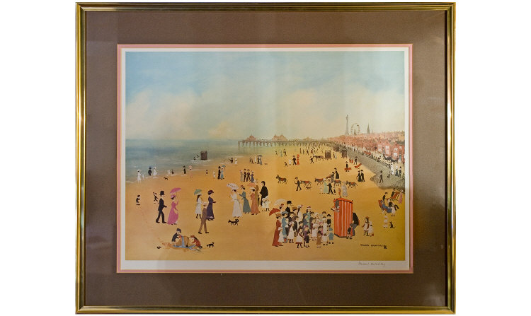 Appraisal: Helen Bradley Signed Print Titled Blackpool Beach Day at the