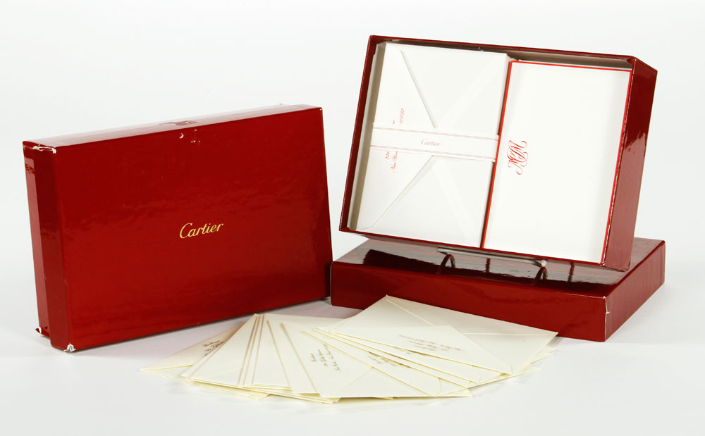 Appraisal: - Two Boxes of Stationary Envelopes Cartier for Marla Maples