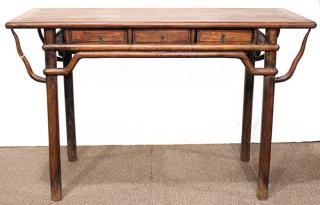 Appraisal: Chinese Hardwood Coffer Chinese hardwood coffer the top with two