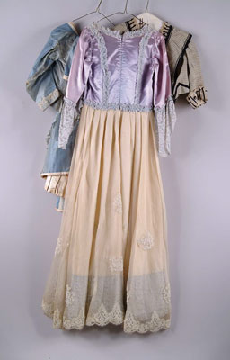 Appraisal: THREE PIECES OF LADIES CLOTHING Formal gown with mauve silk