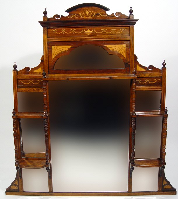 Appraisal: Edwardian rosewood overmantel mirror inlaid with swags and urns and