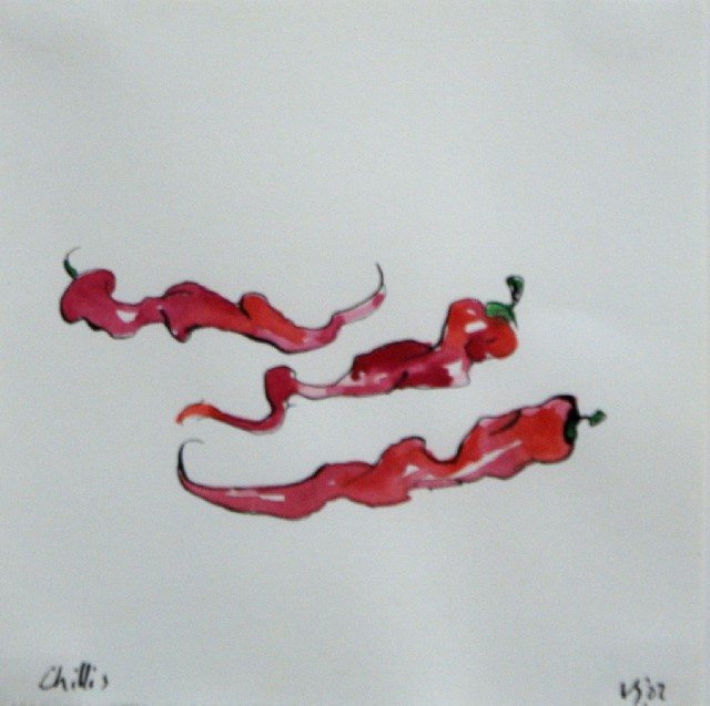 Appraisal: Luke Sciberras born Chillis watercolour initialed and dated 'LS '